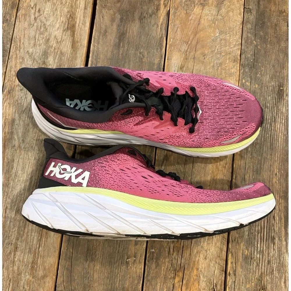 Hoka‎ One One Clifton 8 Purple Pink Running Shoes Womens 10 B 1119394 BGIR